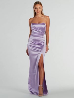 Aliyah Strapless Mermaid Satin Glitter Dress