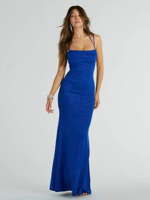 Katerina Square Neck Mermaid Glitter Formal Dress