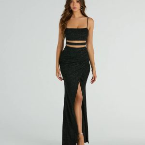 Candice Cutout Strappy Mermaid Glitter Formal Dress