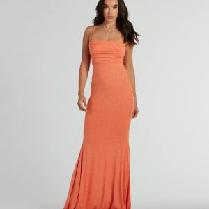 Colleen Lace Up Mermaid Glitter Formal Dress