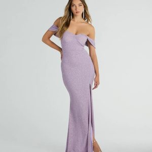 Tamara Off-The-Shoulder Mermaid Glitter Formal Dress
