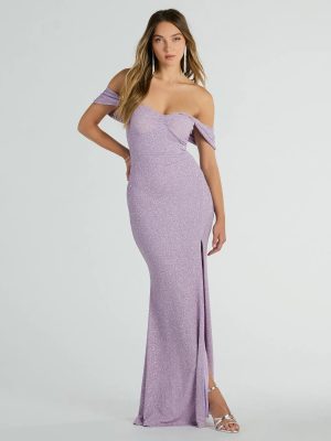 Tamara Off-The-Shoulder Mermaid Glitter Formal Dress