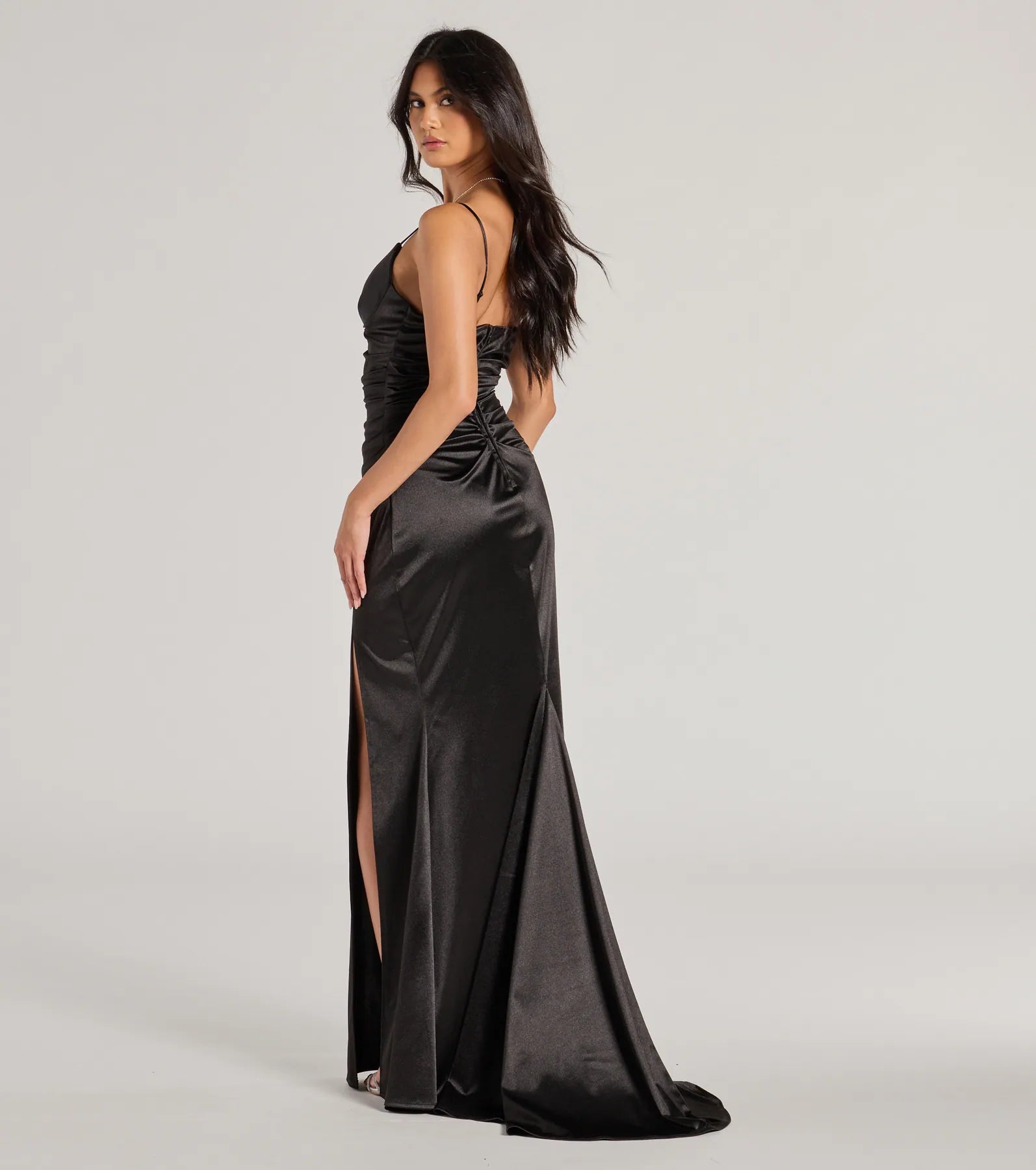 Jordyn Formal Satin Mermaid Dress With Train - Image 10