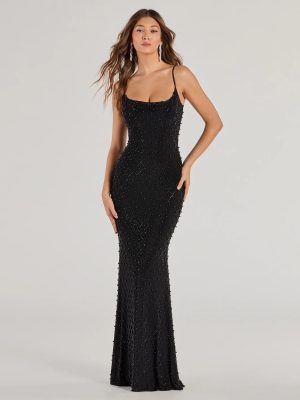 Elliot Rhinestone And Pearl Mesh Mermaid Dress