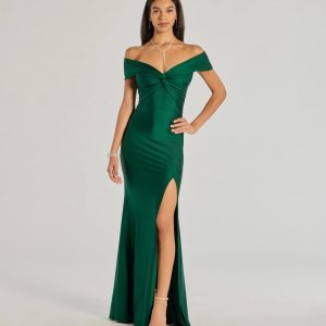 Steff Off-The-Shoulder Mermaid Slit Formal Dress