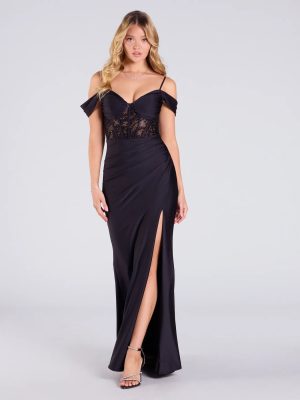 Celine Cold Shoulder Corset Slit Bodycon Formal Dress