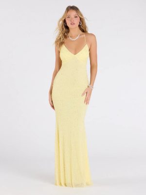Marlene Lace-Up Mermaid Beaded Pearl Formal Dress