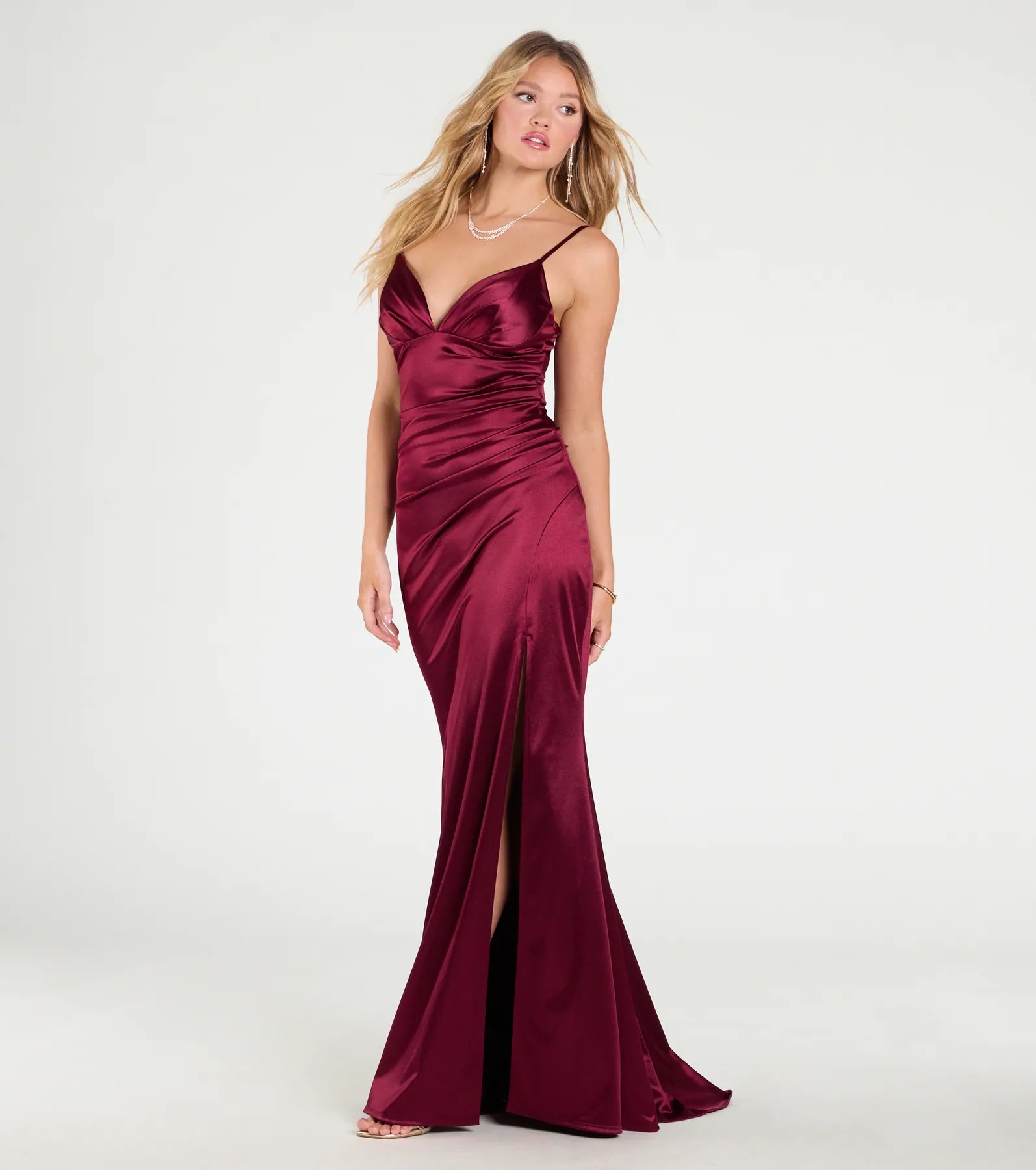 Jordyn Formal Satin Mermaid Dress With Train - Image 13