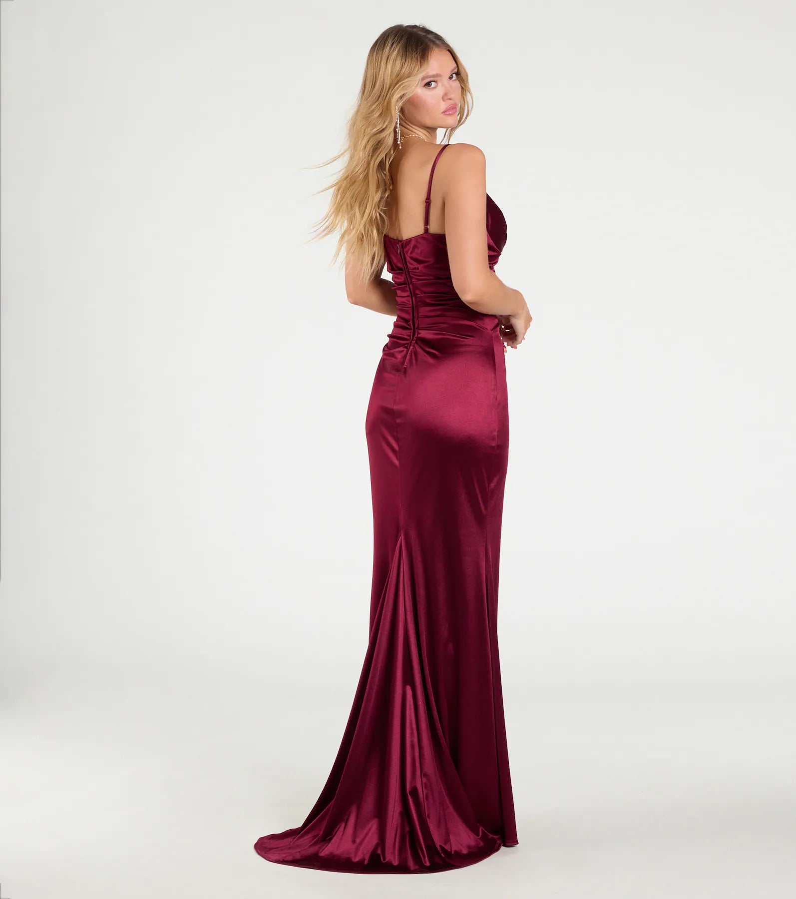 Jordyn Formal Satin Mermaid Dress With Train - Image 14