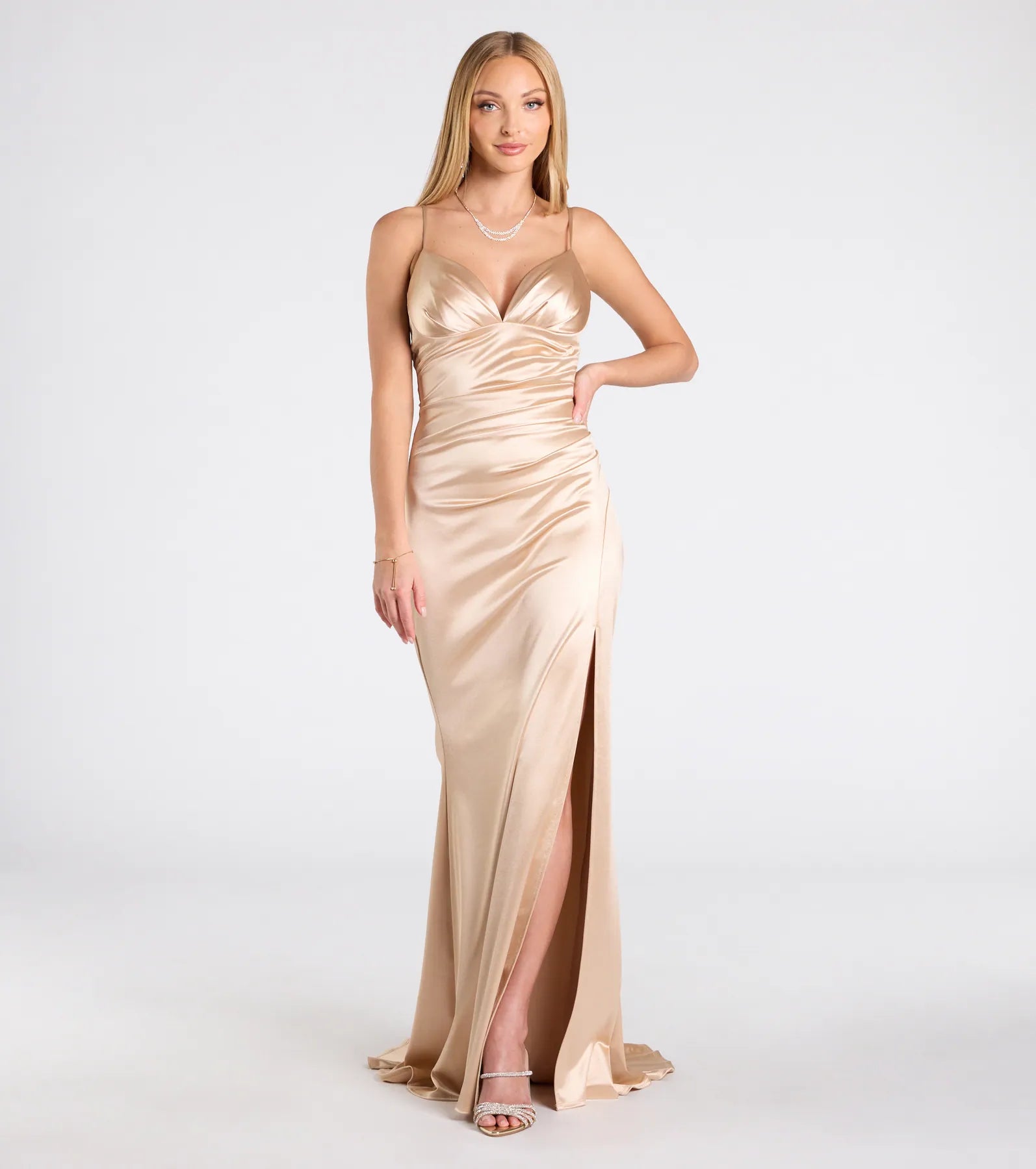 Jordyn Formal Satin Mermaid Dress With Train - Image 17