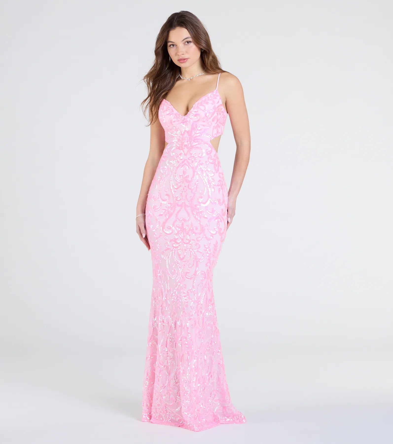 Yasmin Cutout Back Mermaid Sequin Formal Dress
