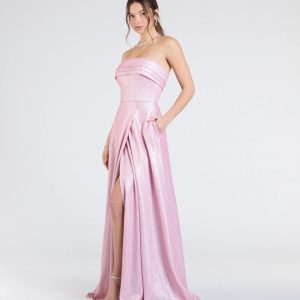 Peyton Strapless Slit A-Line Glitter Formal Dress