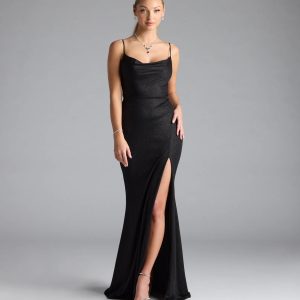 Mariam Lace-Up Slit Mermaid Glitter Formal Dress