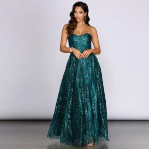 Rae Strapless Glitter Ball Gown