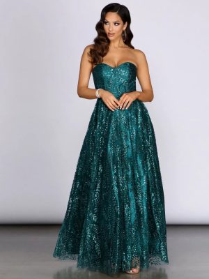 Rae Strapless Glitter Ball Gown