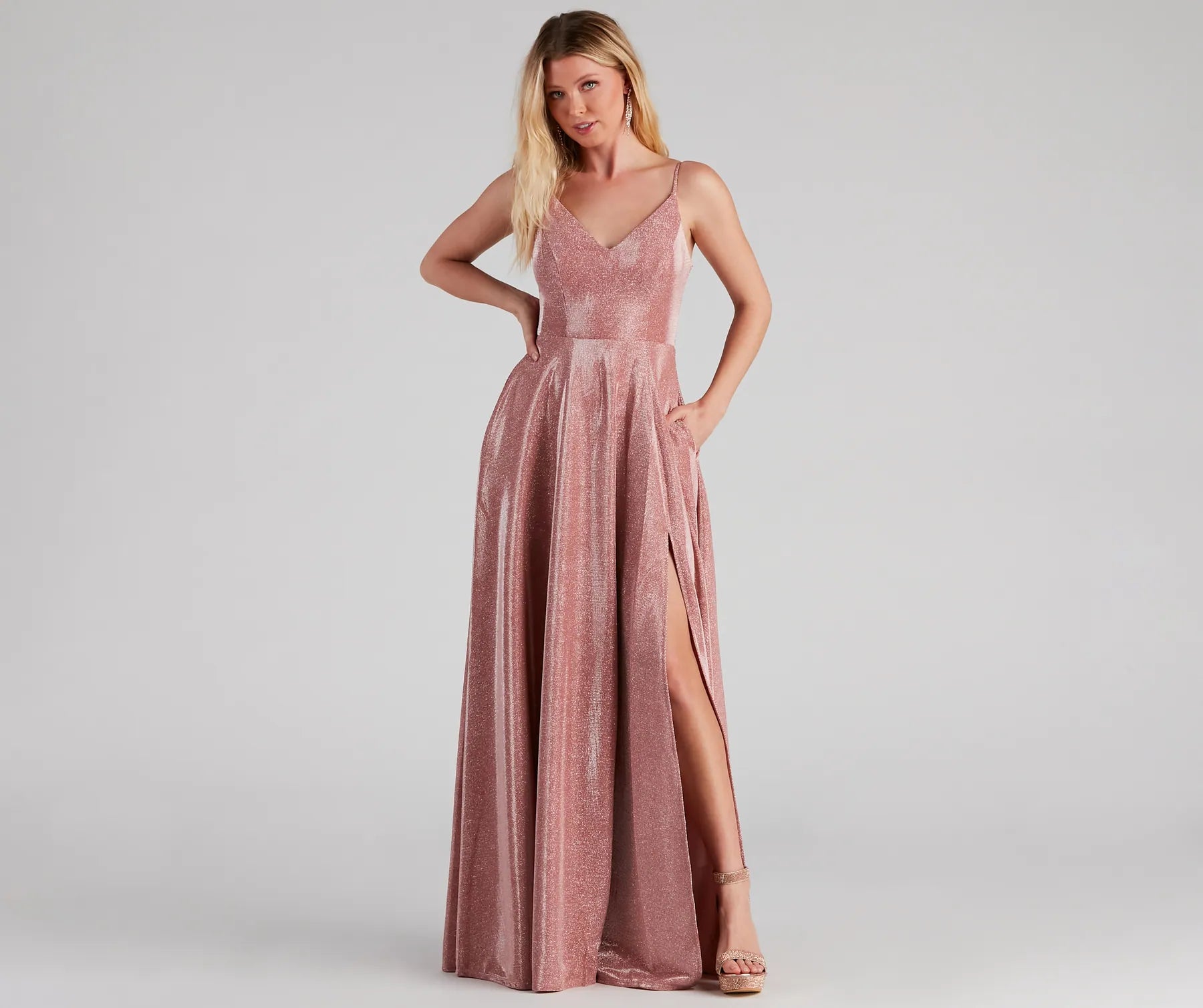 Noelle Formal Woven Glitter Ball Gown - Image 3