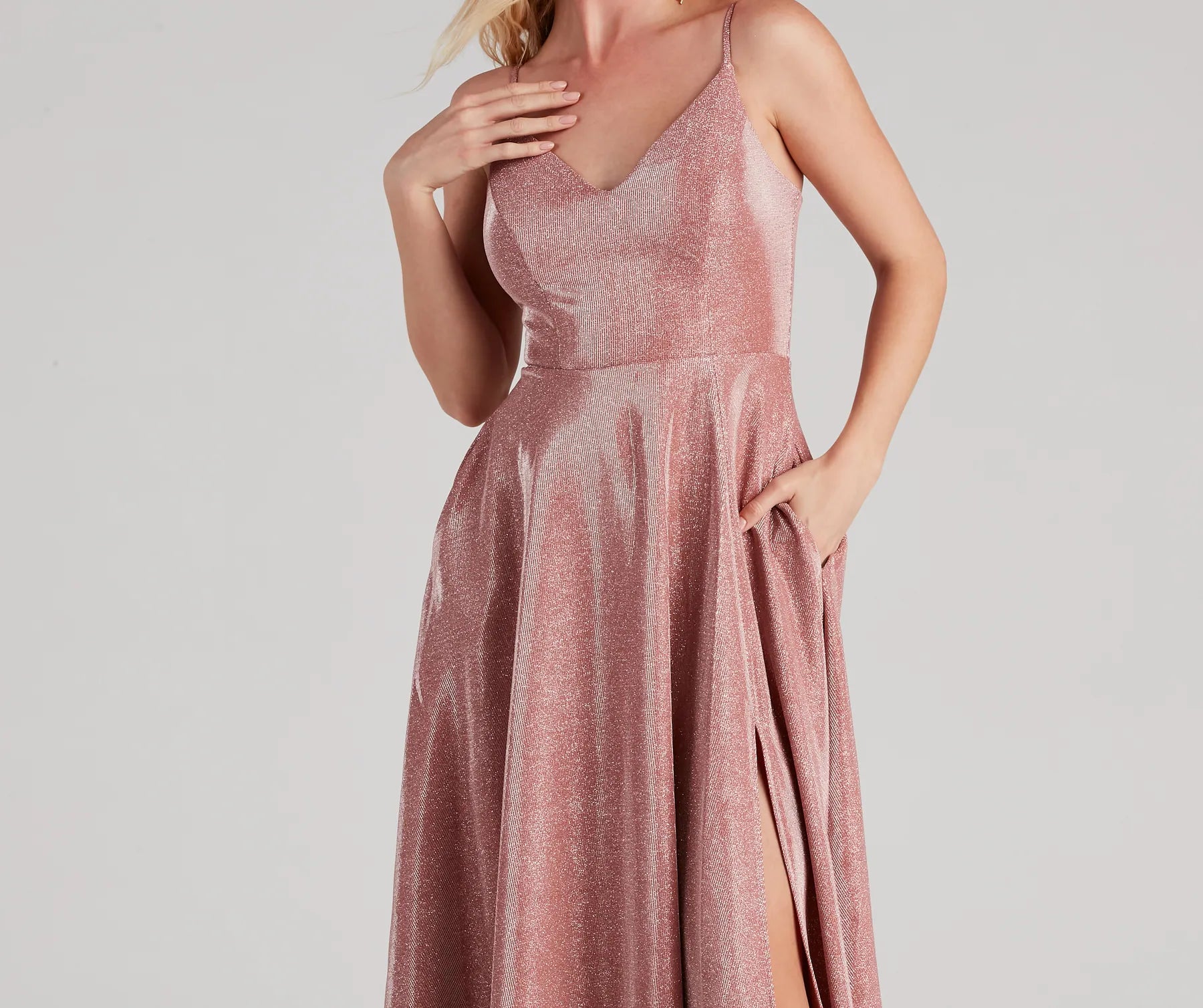 Noelle Formal Woven Glitter Ball Gown - Image 4