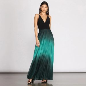 Mishka Pleated Ombre Formal Dress