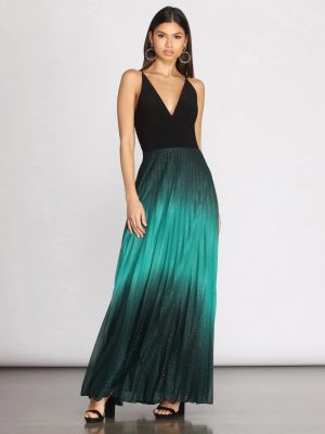 Mishka Pleated Ombre Formal Dress