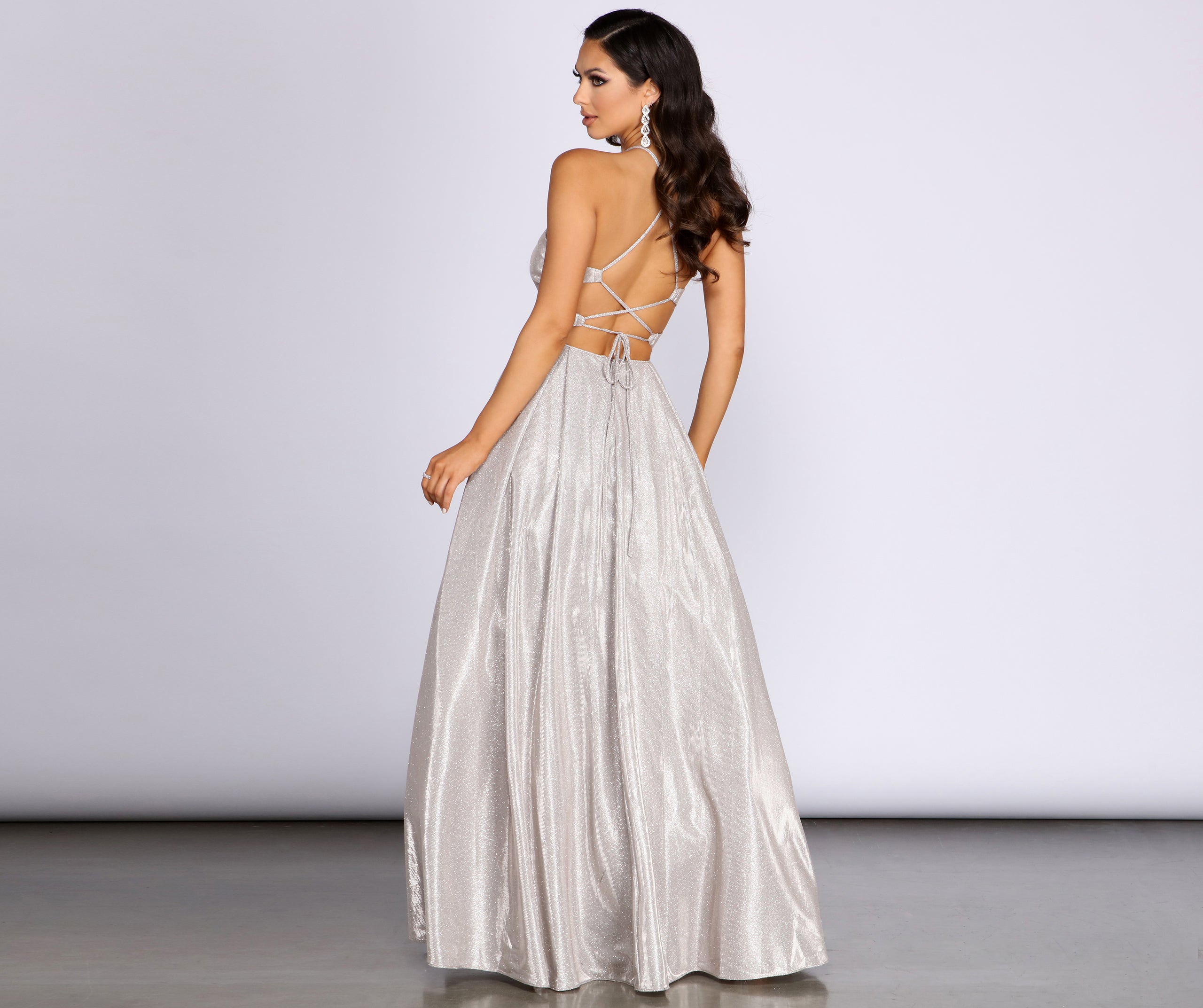 Milana Glitter Shine High Neck Ball Gown - Image 2