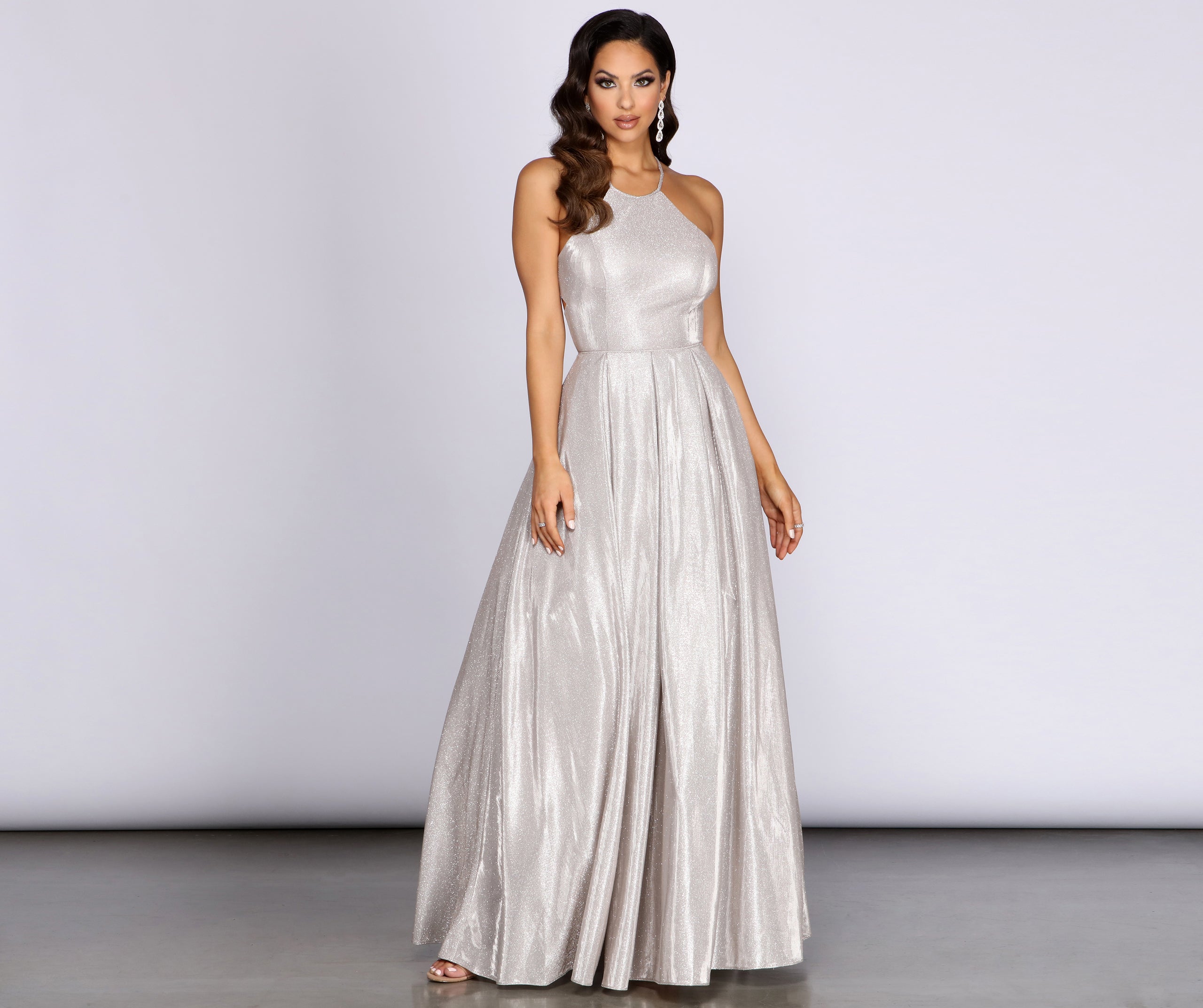 Milana Glitter Shine High Neck Ball Gown - Image 5