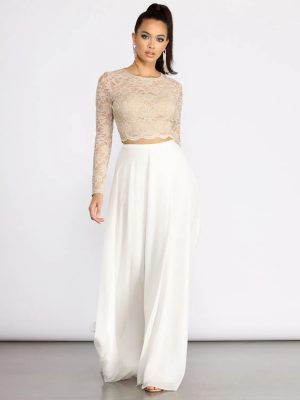 Baylee Scallop Glitter Lace Two Piece Chiffon Dress