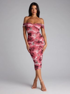 Crush Season Floral Mesh Midi Dress