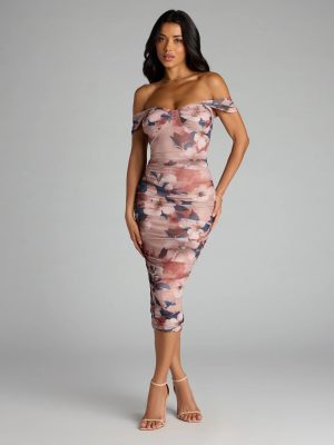 Romance Rewritten Off Shoulder Floral Midi Dress