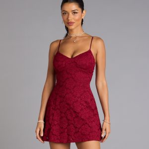 Romantic Notion Glitter Lace-Up Mini Dress