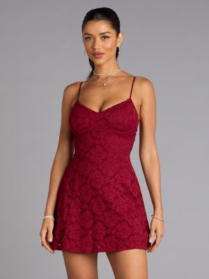 Romantic Notion Glitter Lace-Up Mini Dress