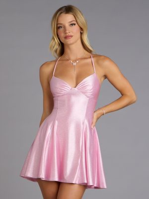 Sparkle Crush Glitter Satin Skater Dress