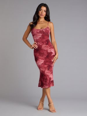 Soft Allure Floral Mesh Midi Dress