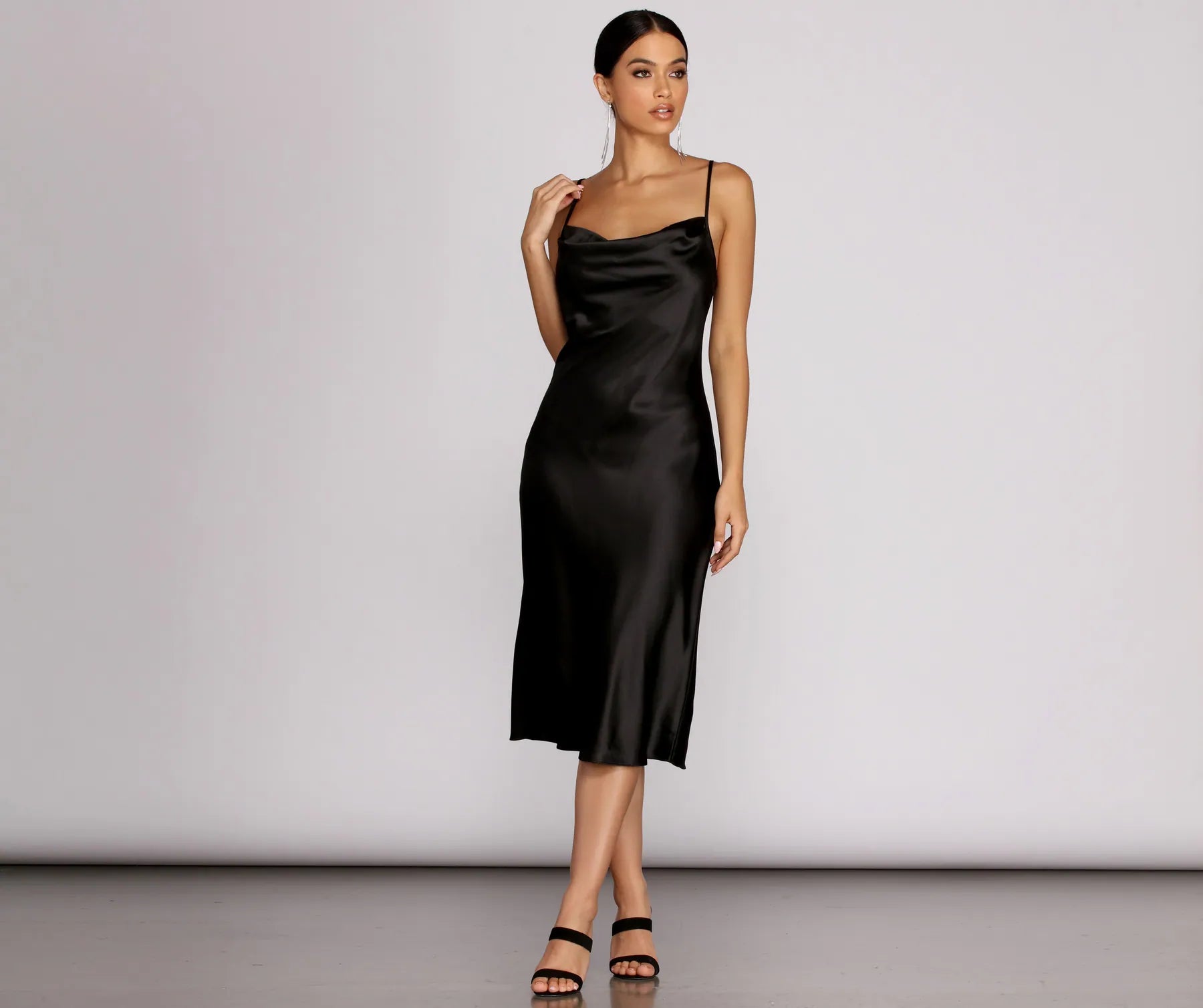 Nights In Satin Flare Midi Dress - Image 13
