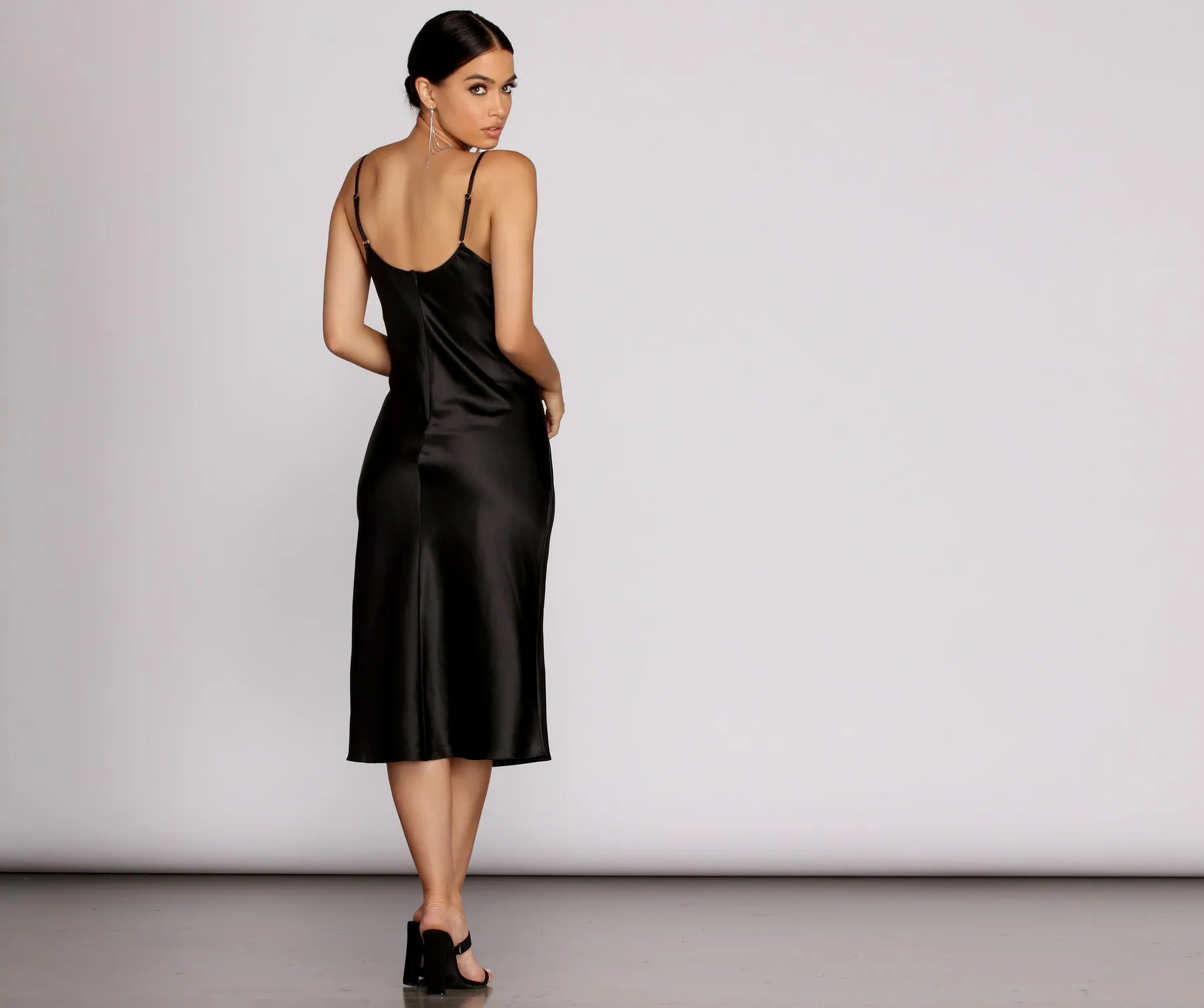 Nights In Satin Flare Midi Dress - Image 15