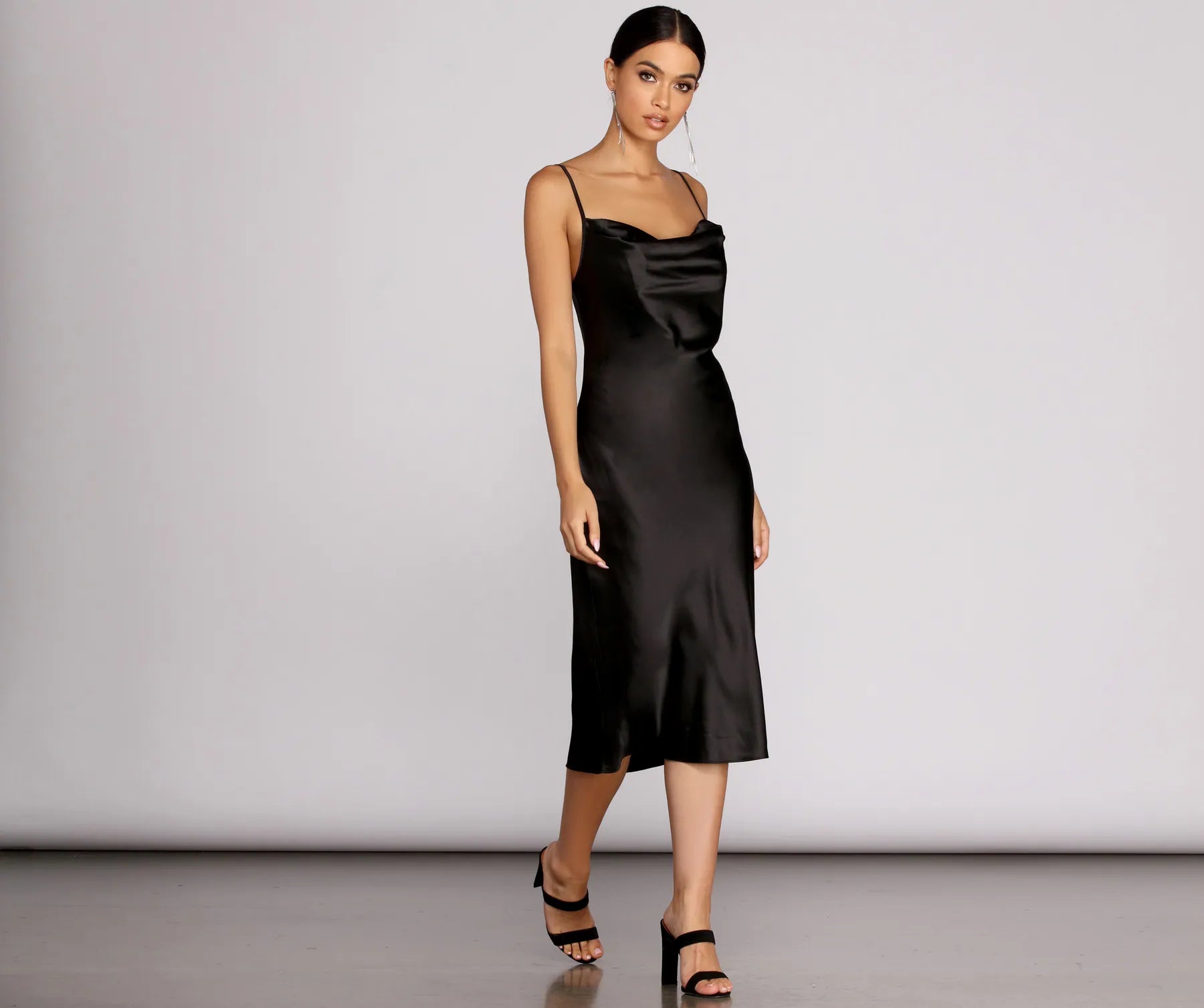 Nights In Satin Flare Midi Dress - Image 16