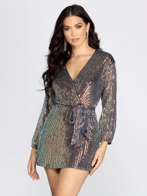 Sequin Dreams Wrap Mini Dress