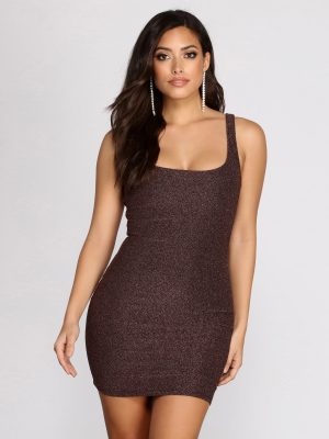 Scoop Neck Glitter Mini Dress