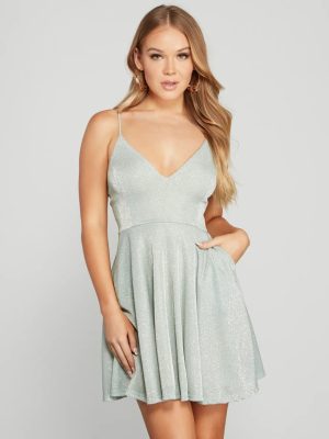 Time To Shine Glitter Knit Skater Dress