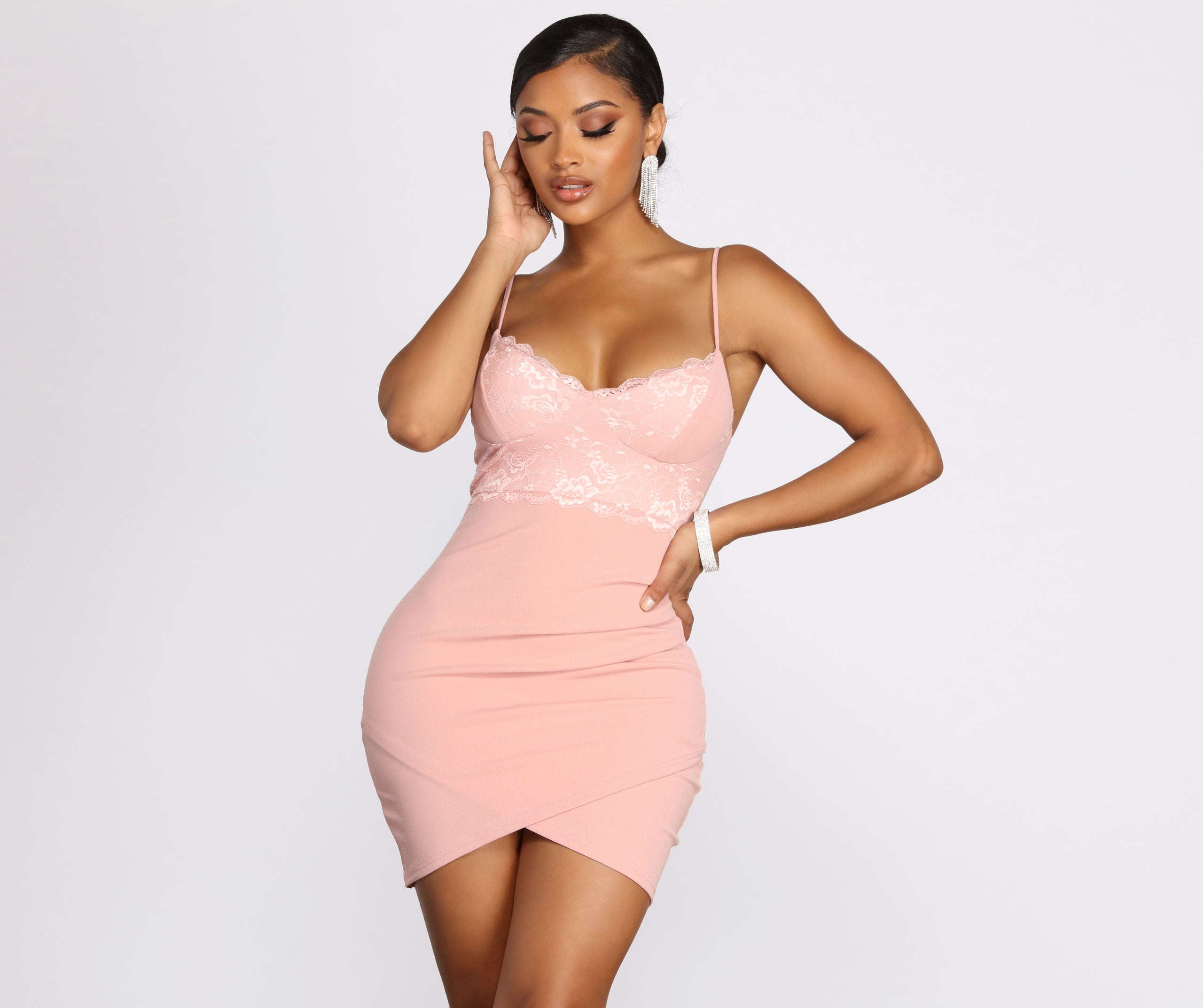 She's A Queen Lace Detail Mini Dress - Image 3