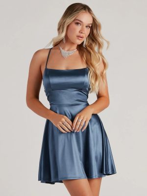 A Moment In Satin Skater Dress