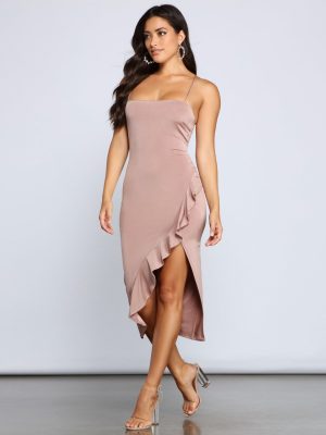 City Chic Ruffled Midi Dress
