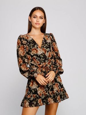 Ruffled Romance Floral Skater Dress