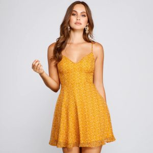 Charming Florals Chiffon Skater Dress