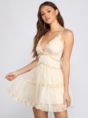 Sweet And Flirty Chiffon Mini Dress