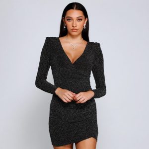 Time To Shine Glitter Mini Dress