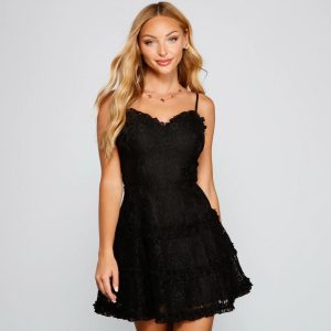 All About That Lace Ruffled Mini Dress