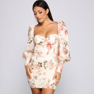 Floral Bloom Chiffon Mini Dress