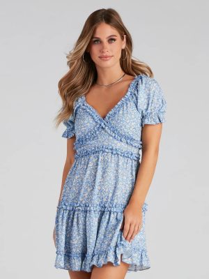 Brighten Up Floral Ruffle A-Line Dress