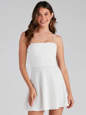 Pretty In Lace Crepe Skater Dress