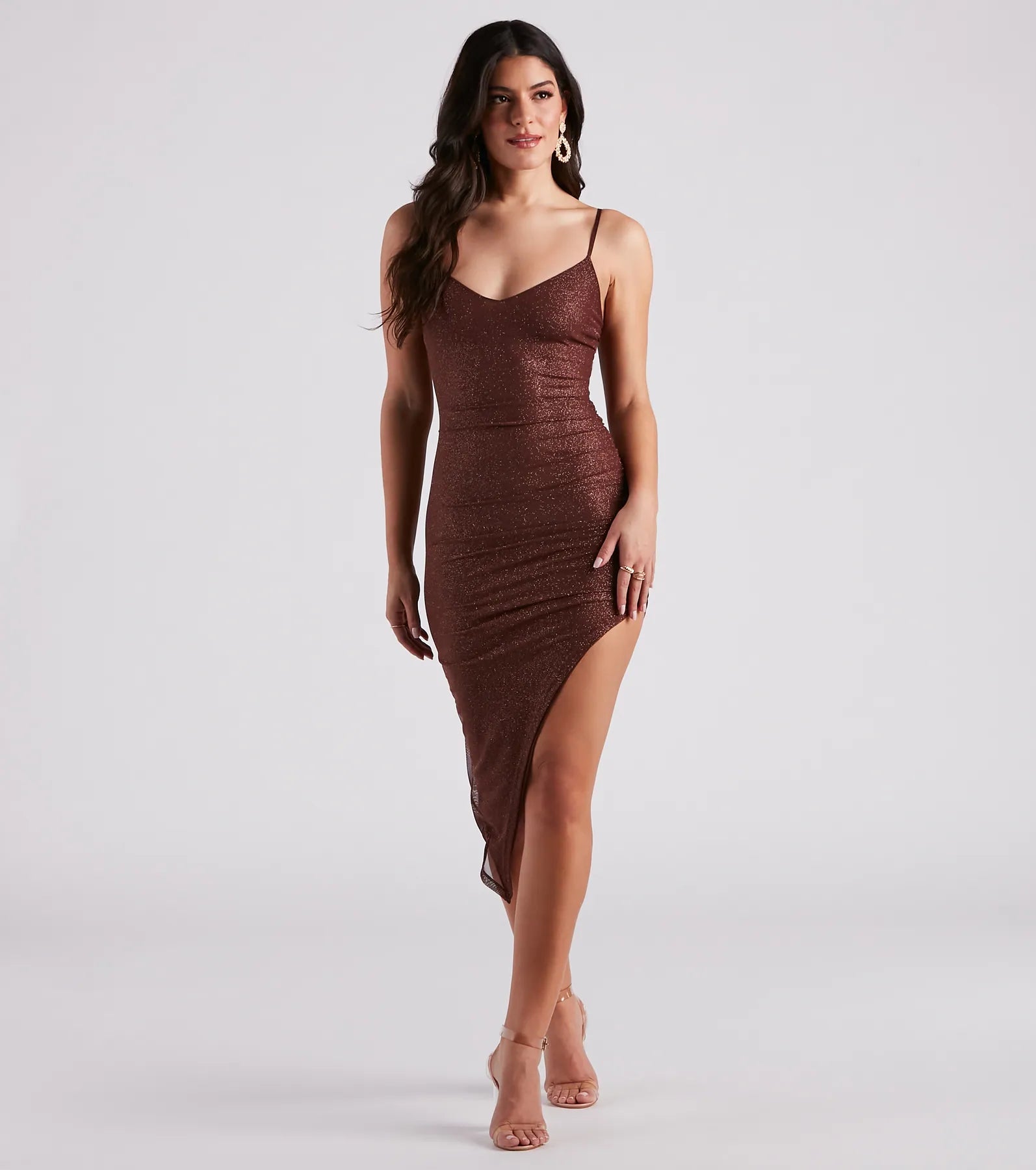 Glitzy And Glamorous Glitter Mesh Midi Dress - Image 13